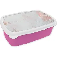 MuchoWow Broodtrommel Roze - Lunchbox - Brooddoos - Verf - Abstract - Design - 18x12x6 cm - Kinderen - Meisje