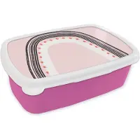 MuchoWow Broodtrommel Roze - Lunchbox - Brooddoos - Regenboog - Minimalisme - Roze - 18x12x6 cm - Kinderen - Meisje