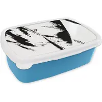 MuchoWow Broodtrommel Blauw - Lunchbox - Brooddoos - Verf - Zwart - Abstract - 18x12x6 cm - Kinderen - Jongen