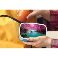 MuchoWow Broodtrommel Blauw - Lunchbox - Brooddoos - Waterval - Boom - Roze - Natuur - 18x12x6 cm - Kinderen - Jongen