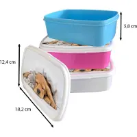 MuchoWow Broodtrommel Wit - Lunchbox - Brooddoos - huisdieren - hond - Kat - Deken - 18x12x6 cm - Volwassenen