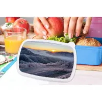 MuchoWow Broodtrommel Blauw - Lunchbox - Brooddoos - Winter - Bergen - Zon - Avond - 18x12x6 cm - Kinderen - Jongen