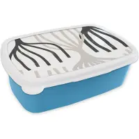 MuchoWow Broodtrommel Blauw - Lunchbox - Brooddoos - Lijn - Pastel - Abstract - Patronen - 18x12x6 cm - Kinderen - Jongen