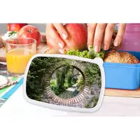MuchoWow Broodtrommel Blauw - Lunchbox - Brooddoos - Bos - Stenen - Doorkijk - Pad - 18x12x6 cm - Kinderen - Jongen