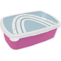 MuchoWow Broodtrommel Roze - Lunchbox - Brooddoos - Regenboog - Abstract - Pastel - 18x12x6 cm - Kinderen - Meisje