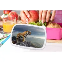 MuchoWow Broodtrommel Roze - Lunchbox - Brooddoos - Tijger - Berg - Natuur - Landschap - 18x12x6 cm - Kinderen - Meisje