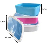 MuchoWow Broodtrommel Wit - Lunchbox - Brooddoos - Acrylverf - Blauw - Design - 18x12x6 cm - Volwassenen