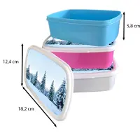 MuchoWow Broodtrommel Roze - Lunchbox - Brooddoos - Winter - Sneeuw - Bomen - 18x12x6 cm - Kinderen - Meisje