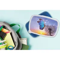 MuchoWow Broodtrommel Blauw - Lunchbox - Brooddoos - Vlinder - Zonsondergang - Paardebloem - Blauw - 18x12x6 cm - Kinderen - Jongen