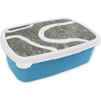 MuchoWow Broodtrommel Blauw - Lunchbox - Brooddoos - Abstract - Minimalisme - Design - 18x12x6 cm - Kinderen - Jongen