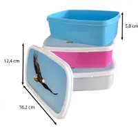 MuchoWow Broodtrommel Wit - Lunchbox - Brooddoos - Vogel - Arend - Roofvogels - 18x12x6 cm - Volwassenen