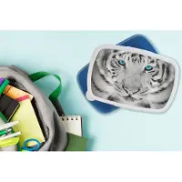 MuchoWow Broodtrommel Blauw - Lunchbox - Brooddoos - Dieren - Tijger - Ogen - Blauw - Zwart wit - 18x12x6 cm - Kinderen - Jongen