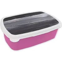MuchoWow Broodtrommel Roze - Lunchbox - Brooddoos - Verf - Abstract - Zwart - 18x12x6 cm - Kinderen - Meisje
