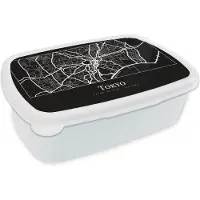 MuchoWow Broodtrommel Wit - Lunchbox - Brooddoos - Kaart - Tokio - Stadskaart - Plattegrond - Tokyo - 18x12x6 cm - Volwassenen