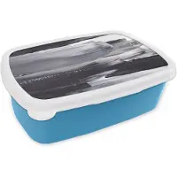 MuchoWow Broodtrommel Blauw - Lunchbox - Brooddoos - Verf - Zwart - Design - 18x12x6 cm - Kinderen - Jongen
