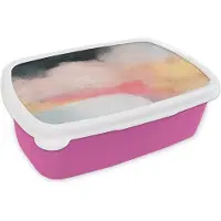 MuchoWow Broodtrommel Roze - Lunchbox - Brooddoos - Verf - Abstract - Design - 18x12x6 cm - Kinderen - Meisje