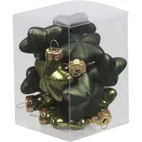 Othmar decorations Kersthangers - sterren - 12x - olijf - 4 cm - Kersthangers