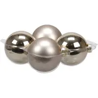 Othmar decorations 4x stuks glazen kerstballen licht champagne 10 cm mat/glans - Kerstbal