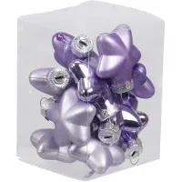 Othmar decorations Kersthangers - sterren - 12x - paars - 4 cm - glas - Kersthangers