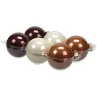 Othmar decorations Kerstballen - 6 stuks - natuurtinten - 8 cm - Kerstbal
