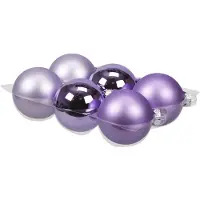 Othmar decorations 6x stuks glazen kerstballen amethyst paars 8 cm mat/glans - Kerstbal