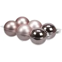 Othmar decorations 6x stuks glazen kerstballen oudroze (smokey rose) 8 cm mat/glans - Kerstbal