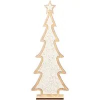 Othmar decorations Kerstdecoratie houten kerstboom glitter wit 35,5 cm - Houten kerstbomen
