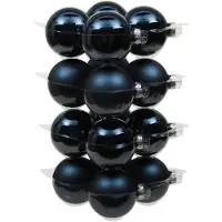 Othmar decorations Othmara Kerstballen - 16 stuks - glas - donkerblauw - 8 cm - Kerstbal