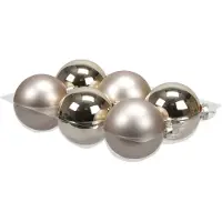 Othmar decorations 6x stuks glazen kerstballen licht champagne 8 cm mat/glans - Kerstbal