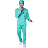 TecTake Dressforfun - Herenkostuum Chirurg - Volledig artsenkostuum met broek, bovenstuk, mondmasker & hoofddeksel voor Carnaval, Halloween & Feest - Maat M