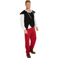 Dressforfun Herbergier Kostuum Middeleeuwen – Voorzien Van Gilet Met Rijgkoord En Comfortabele Broek En Shirt Met Lange Mouwen – For Carnaval En Themafeesten – Zwart Polyester – Maat L