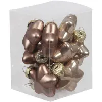 Othmar decorations Kersthangers sterren - 12x st - ginger bruin - 4 cm - glas - Kersthangers