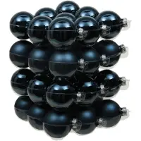 Othmar decorations kerstballen - 36x st - donkerblauw - D4 cm - glas - Kerstbal