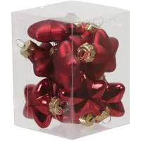 Othmar decorations Kersthangers - sterren - 12x - rood - 4 cm - glas - Kersthangers