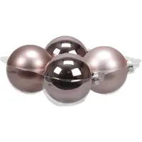 Othmar decorations Grote kerstballen - 4x st - oudroze tinten - 10 cm - glas - Kerstbal