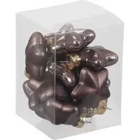 Othmar decorations Kersthangers - sterren - 12x - donkerbruin - 4 cm - Kersthangers