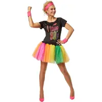 Dressforfun Vrouwenkostuum popsterretje uit de jaren 80 XXL - verkleedkleding kostuum halloween verkleden feestkleding carnavalskleding carnaval feestkledij partykleding - 301676