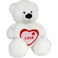 Gerim Pluche knuffelbeer met wit/rood Love hartje 30 cm - Knuffelberen