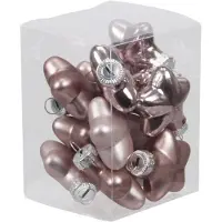 Othmar decorations 12x stuks glazen sterren kersthangers oudroze (smokey rose) 6 cm mat/glans - Kersthangers