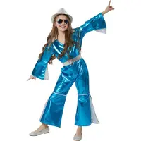 Dressforfun Stralende Disco Starlet 140 (9-10y) - verkleedkleding kostuum halloween verkleden feestkleding carnavalskleding carnaval feestkledij partykleding - 302366
