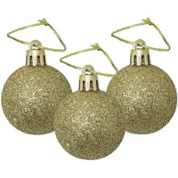 Gerimport 12x stuks kerstballen goud glitters kunststof 4 cm - Kerstbal