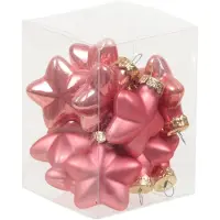 Othmar decorations Kersthangers - sterren - 12x - roze - 4 cm - glas - Kersthangers