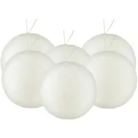 Gerimport 6x stuks kerstballen zilver/wit glitters kunststof 8 cm - Kerstbal