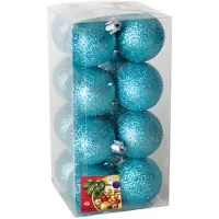 Gerimport Kerstballen - 16x - ijsblauw - kunststof - D5 cm - Kerstbal