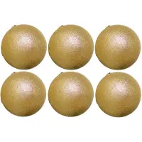 Gerimport Kerstballen - 6x st - goud - glitter - 8 cm - kunststof - Kerstbal