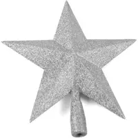 Gerimport Kunststof kerstboom ster piek zilver 27 cm - Kerstpieken - kerstboompieken