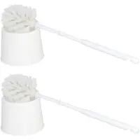 Gerimport 2x stuks wc/toiletborstels en houders wit 33 cm van kunststof - Toilet/badkameraccessoires wc-borstel
