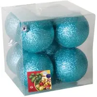 Gerimport Kerstballen - 8x - ijsblauw - kunststof - D7 cm - Kerstbal