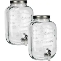 Gerimport 2x Stuks glazen drank dispensers 5 liter met metalen deksel - Drankdispensers