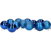 Gerimport Kerstballen - 12ST - blauw - mat/glans/glitter - D6 cm - Kerstbal